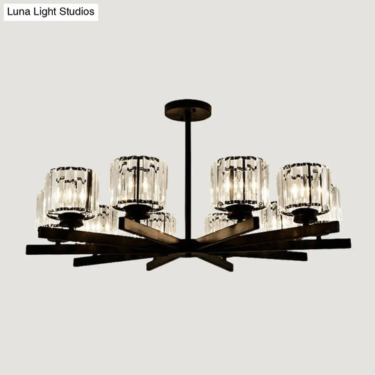 Minimalistic Cylindrical Crystal Ceiling Lamp: Elegant Lighting For Living Room 10 / Black