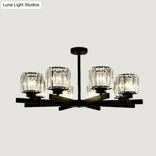 Minimalistic Cylindrical Crystal Ceiling Lamp: Elegant Lighting For Living Room 8 / Black