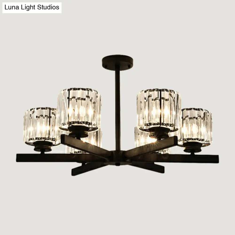 Minimalistic Cylindrical Crystal Ceiling Lamp: Elegant Lighting For Living Room 6 / Black