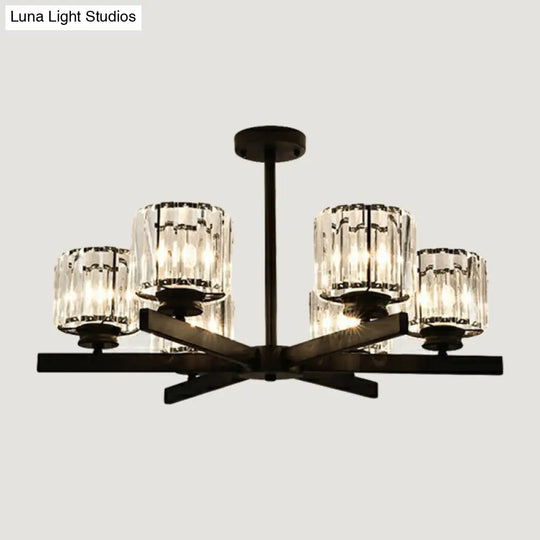 Minimalistic Cylindrical Crystal Ceiling Lamp: Elegant Lighting For Living Room 6 / Black