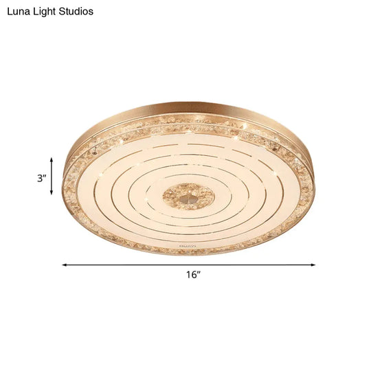 Minimalistic Crystal Disc Led Ceiling Light Fixture - Gold Flush Mount For Bedrooms