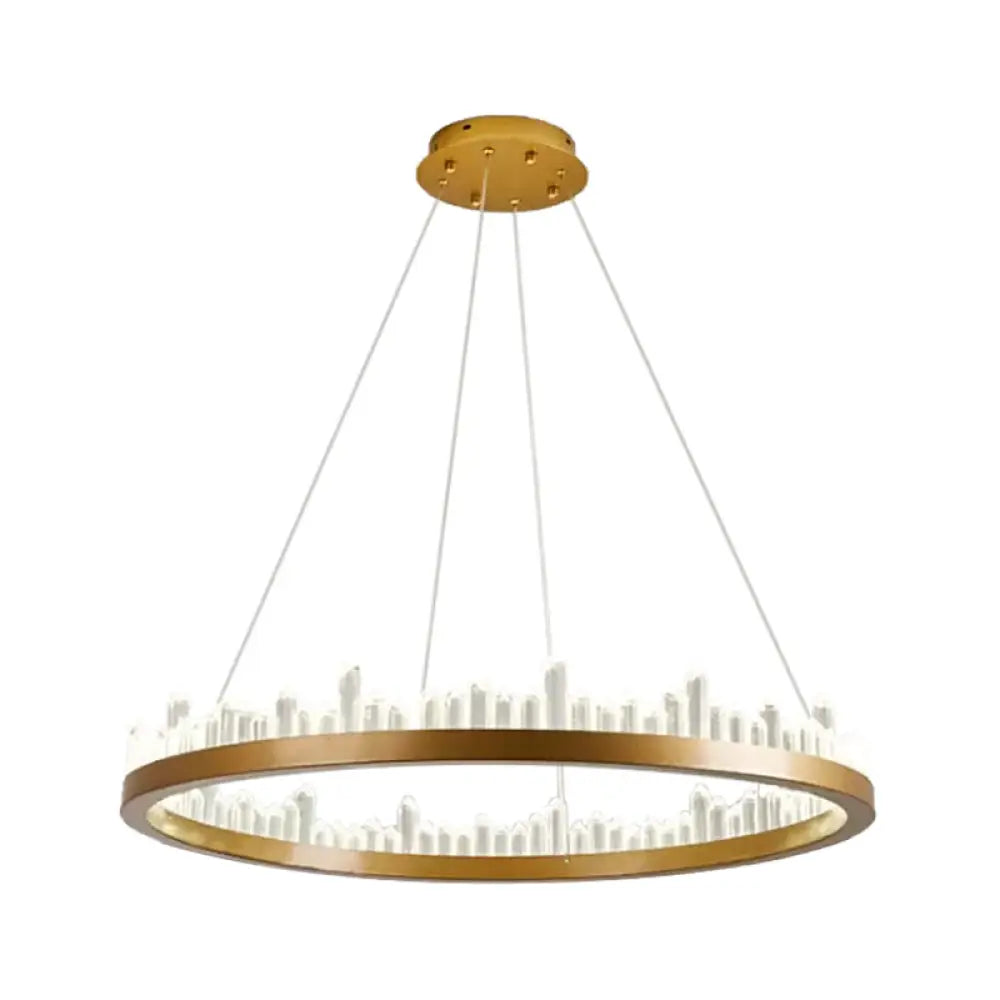 Minimalistic Crystal Led Chandelier: Small/Medium/Large Circle Hanging Lamp For Dining Room In