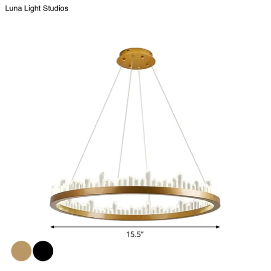 Minimalistic Crystal Led Chandelier: Small/Medium/Large Circle Hanging Lamp For Dining Room In