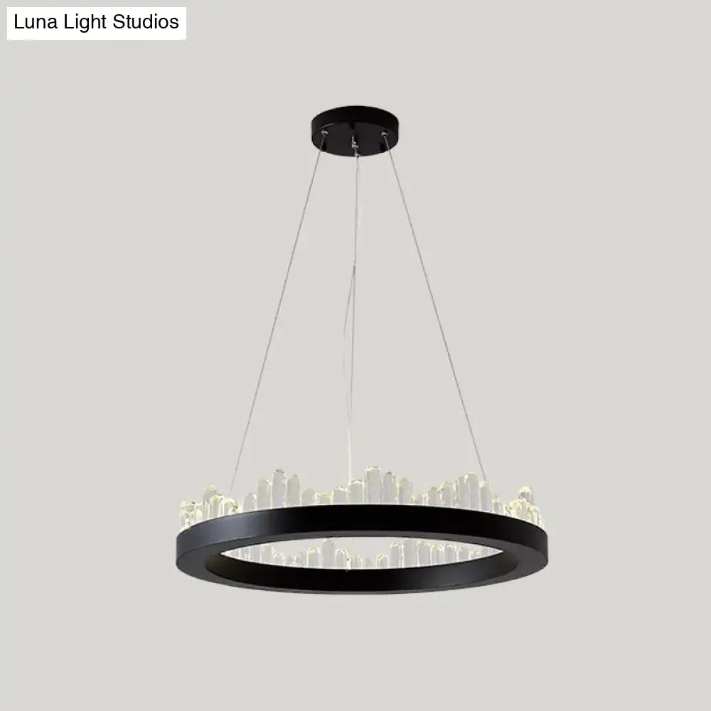 Minimalistic Crystal Led Chandelier: Small/Medium/Large Circle Hanging Lamp For Dining Room In