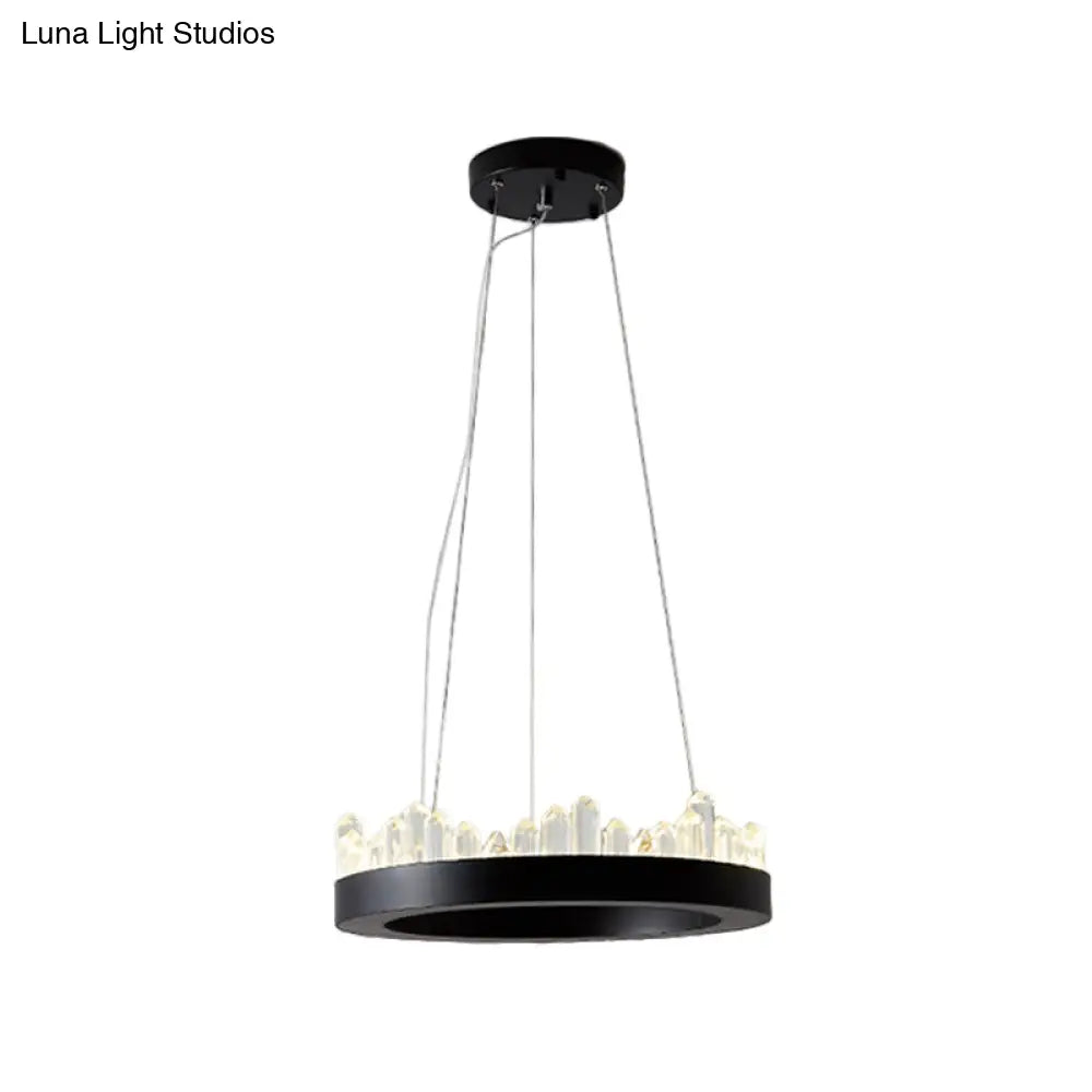 Minimalistic Crystal Led Chandelier: Small/Medium/Large Circle Hanging Lamp For Dining Room In