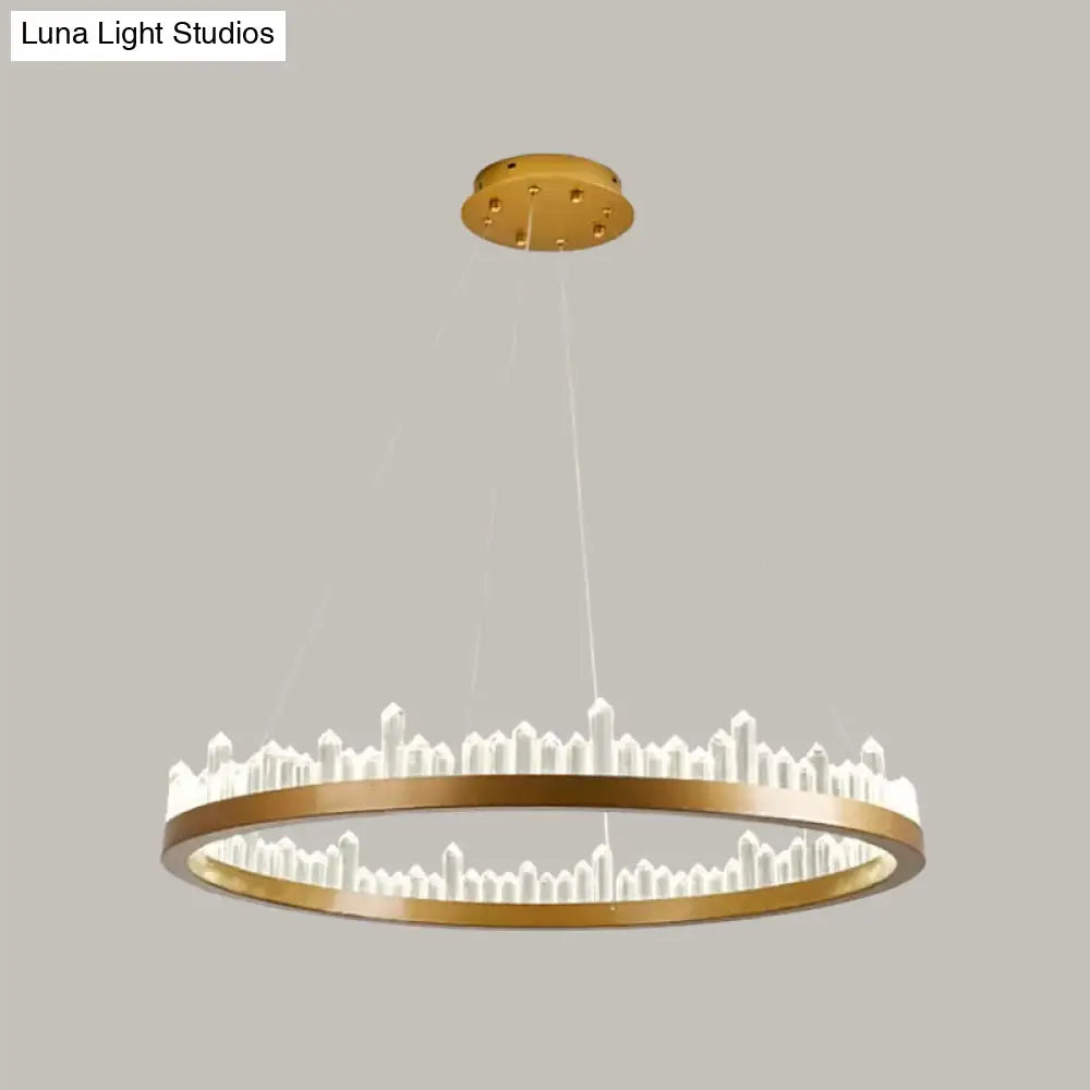 Minimalistic Crystal Led Chandelier: Small/Medium/Large Circle Hanging Lamp For Dining Room In