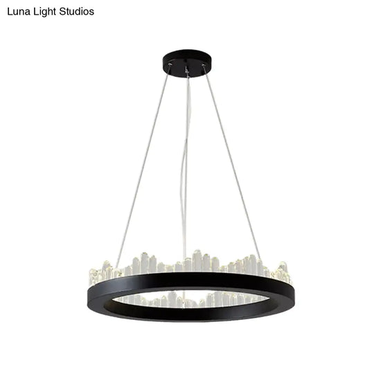 Minimalistic Crystal Led Chandelier: Small/Medium/Large Circle Hanging Lamp For Dining Room In