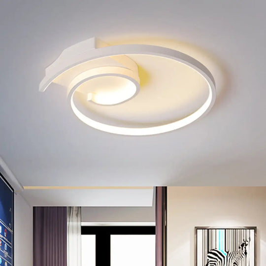 Minimalistic Curled Led Flush Light Fixture In Metal Black/White 16.5’/20.5’ Wide - Warm/White