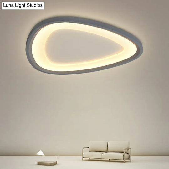 Minimalistic Dark Grey Droplet Led Flushmount Ceiling Light For Bedrooms - Modern Metal Design