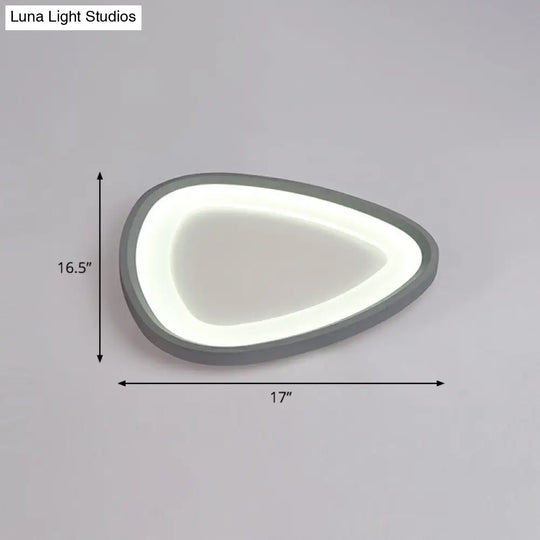 Minimalistic Dark Grey Droplet Led Flushmount Ceiling Light For Bedrooms - Modern Metal Design Gray