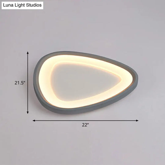 Minimalistic Dark Grey Droplet Led Flushmount Ceiling Light For Bedrooms - Modern Metal Design Gray