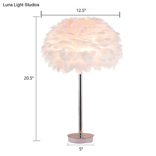 Minimalistic Dome Shaded Bedside Table Lamp - Feather 1 Head Night Stand Light