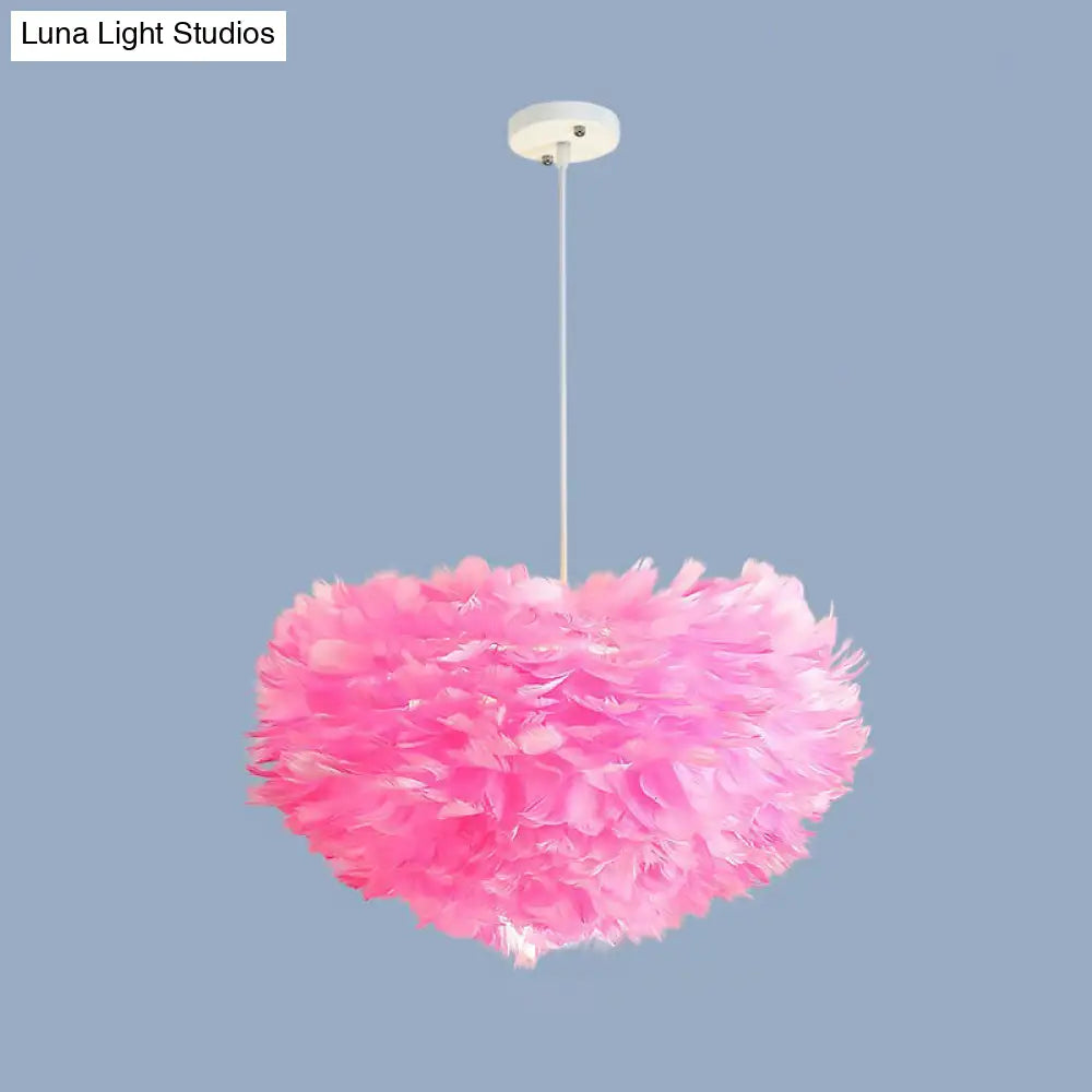 Minimalistic Feather Chandelier For Girls Bedroom Ceiling Lighting Pink / 23.5