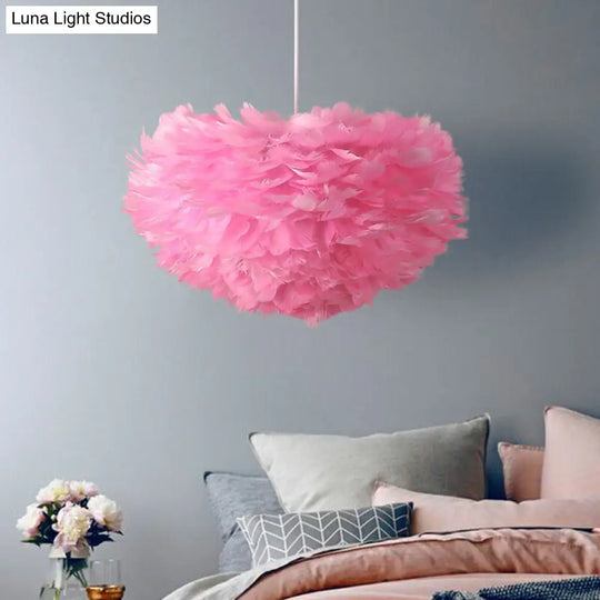 Minimalistic Feather Chandelier For Girls Bedroom Ceiling Lighting