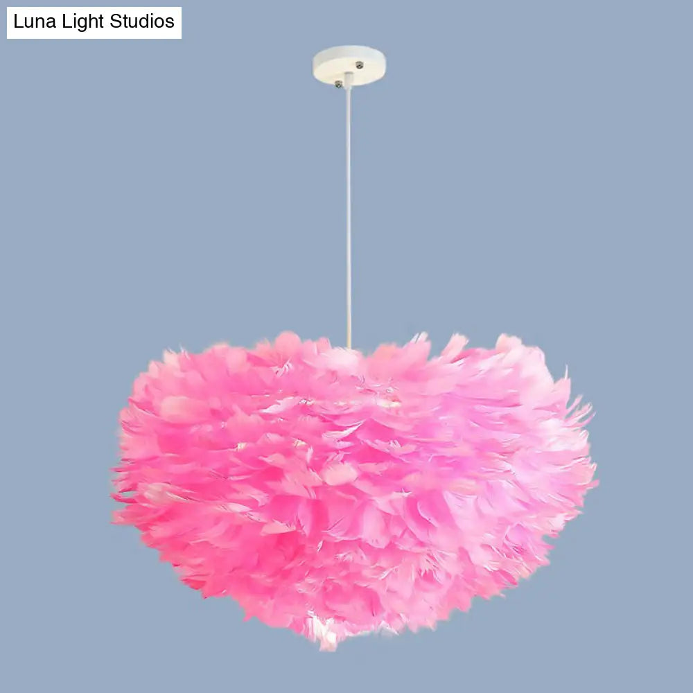 Minimalistic Feather Chandelier For Girls Bedroom Ceiling Lighting Pink / 31.5