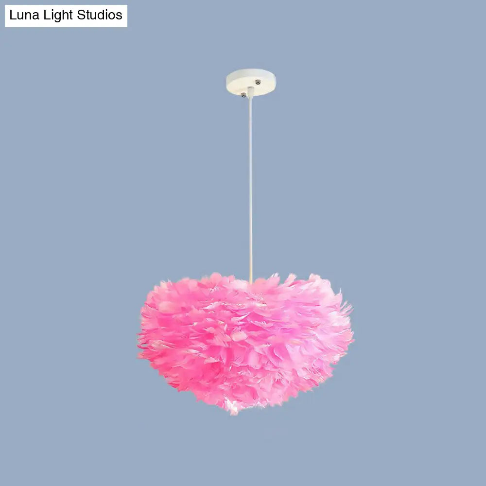 Minimalistic Feather Chandelier For Girls Bedroom Ceiling Lighting Pink / 15.5