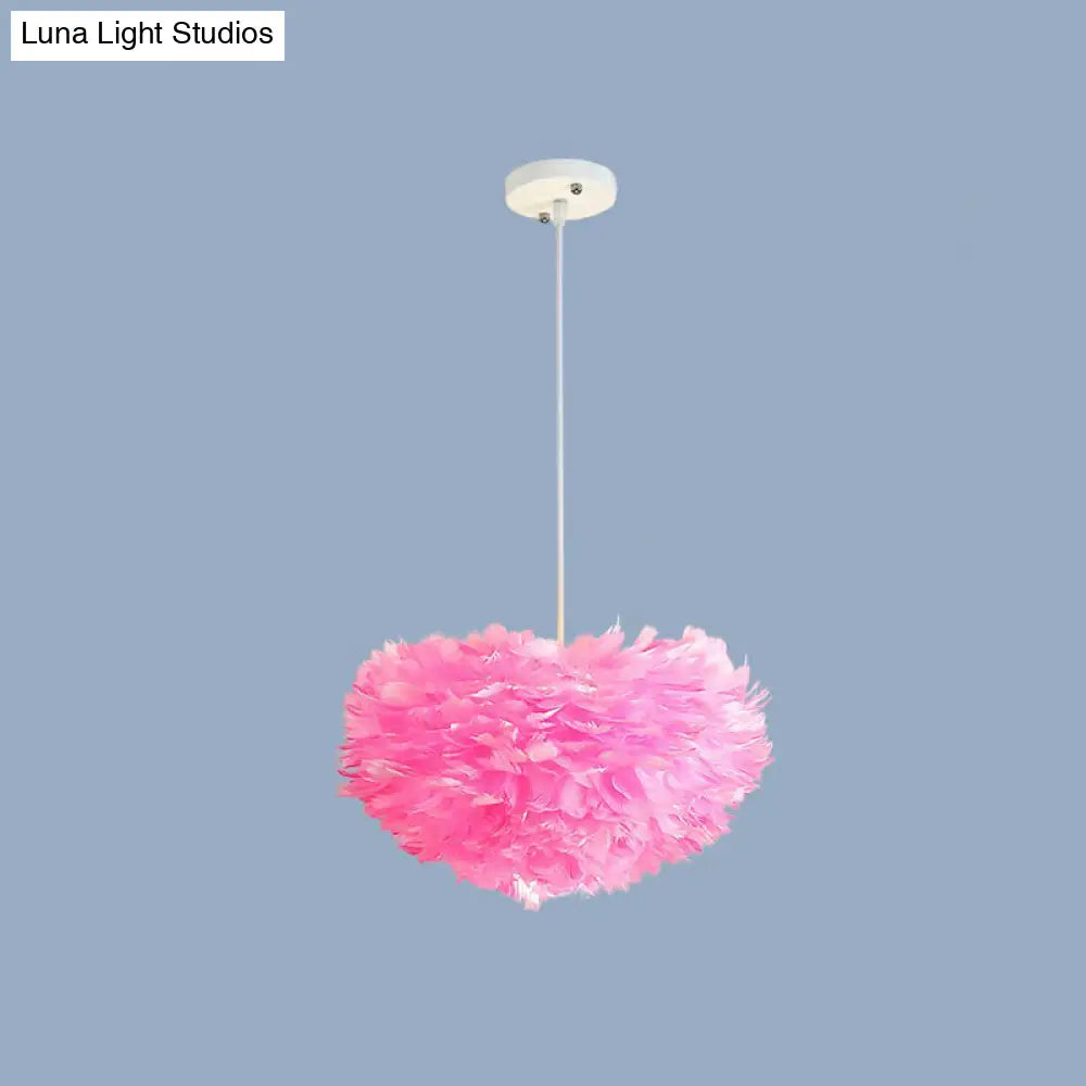 Minimalistic Feather Chandelier For Girls Bedroom Ceiling Lighting Pink / 12