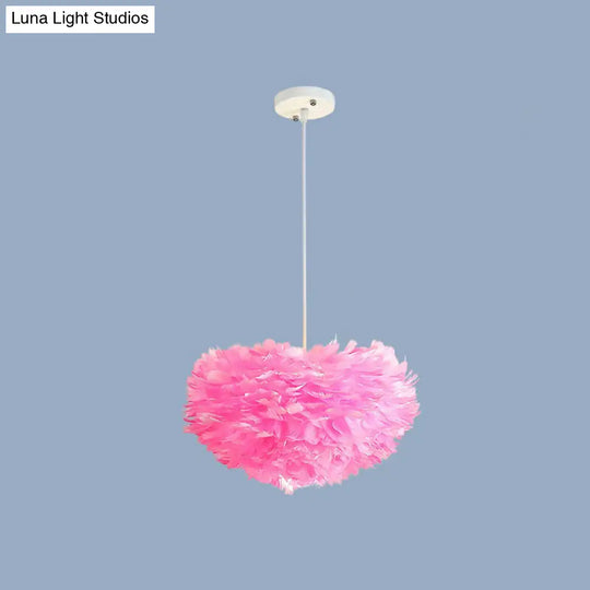 Minimalistic Feather Chandelier For Girls Bedroom Ceiling Lighting Pink / 12