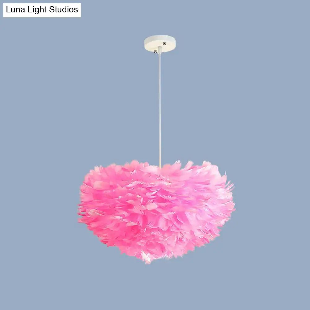 Minimalistic Feather Chandelier For Girls Bedroom Ceiling Lighting Pink / 19.5