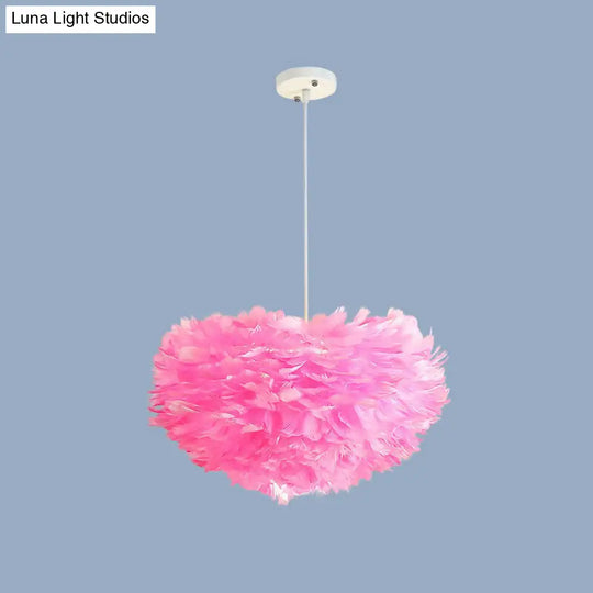 Minimalistic Feather Chandelier For Girls Bedroom Ceiling Lighting Pink / 19.5