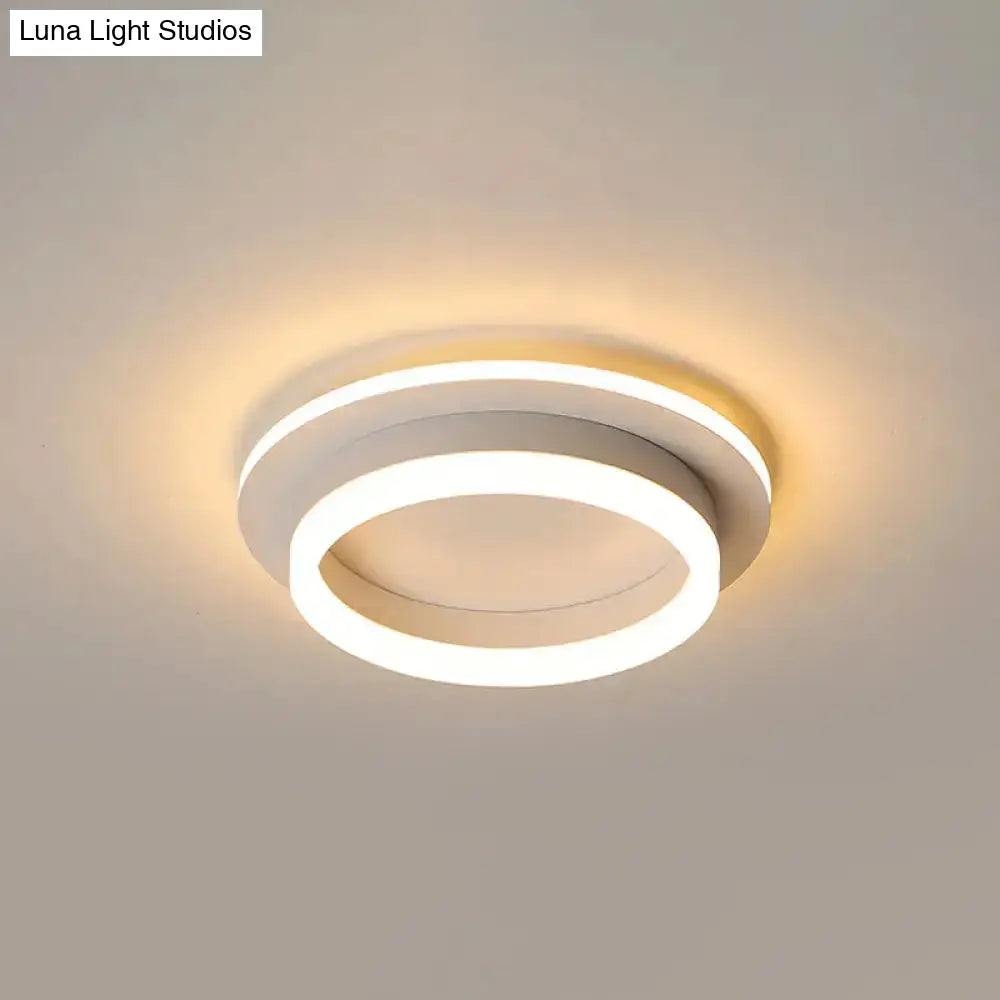 Minimalistic Flush Ceiling Light - Round/Square Acrylic Led Flushmount Lighting In Black/White For