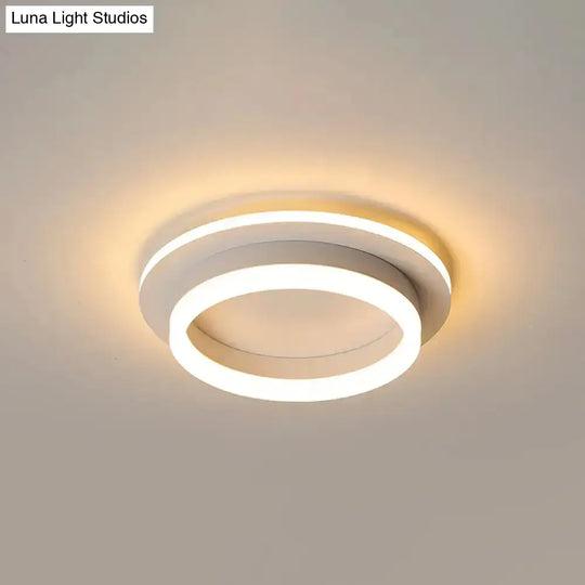 Minimalistic Flush Ceiling Light - Round/Square Acrylic Led Flushmount Lighting In Black/White For