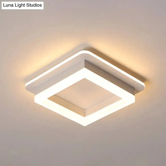 Minimalistic Flush Ceiling Light - Round/Square Acrylic Led Flushmount Lighting In Black/White For