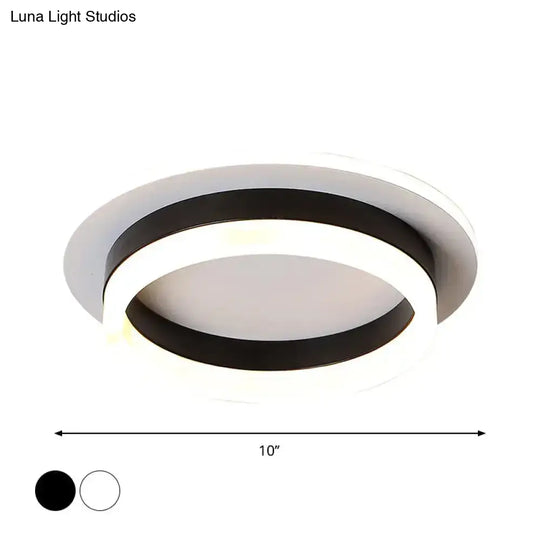 Minimalistic Flush Ceiling Light - Round/Square Acrylic Led Flushmount Lighting In Black/White For