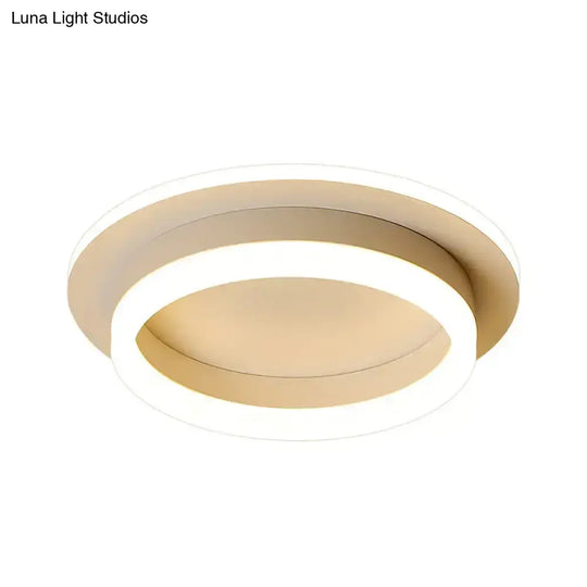 Minimalistic Flush Ceiling Light - Round/Square Acrylic Led Flushmount Lighting In Black/White For