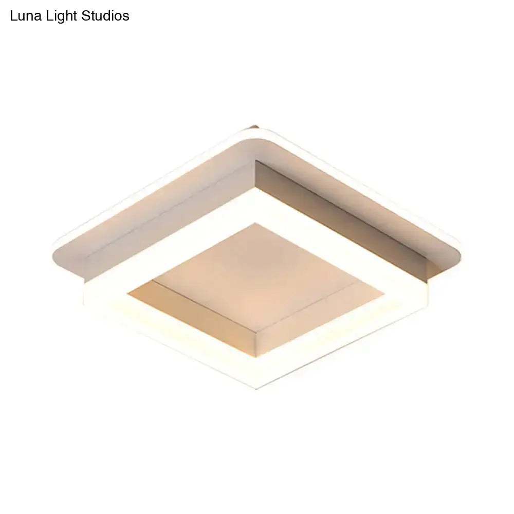 Minimalistic Flush Ceiling Light - Round/Square Acrylic Led Flushmount Lighting In Black/White For