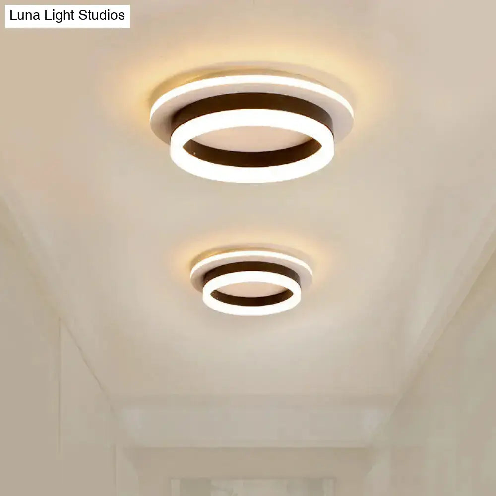 Minimalistic Flush Ceiling Light - Round/Square Acrylic Led Flushmount Lighting In Black/White For