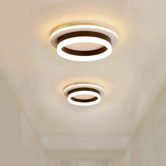 Minimalistic Flush Ceiling Light - Round/Square Acrylic Led Flushmount Lighting In Black/White For