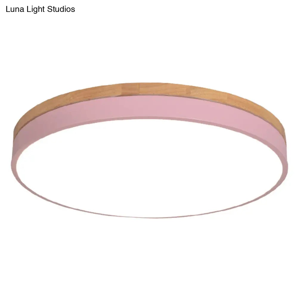 Minimalistic Flush Mount Ceiling Light - 1 Acrylic Disk Design Pink / 16 Warm