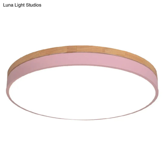 Minimalistic Flush Mount Ceiling Light - 1 Acrylic Disk Design Pink / 16 Warm