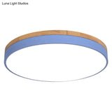 Minimalistic Flush Mount Ceiling Light - 1 Acrylic Disk Design Blue / 16 White