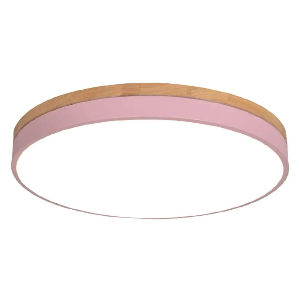 Minimalistic Flush Mount Ceiling Light - 1 Acrylic Disk Design Pink / 16’ Warm