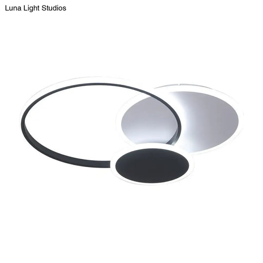 Minimalistic Geometrical Black Led Flush Mount Light For Living Room In Metallic Finish.