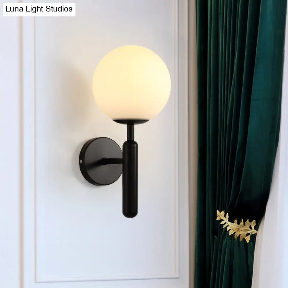 Minimalistic Glass Wall Sconce - Ball Shade Corridor Light (1-Head)