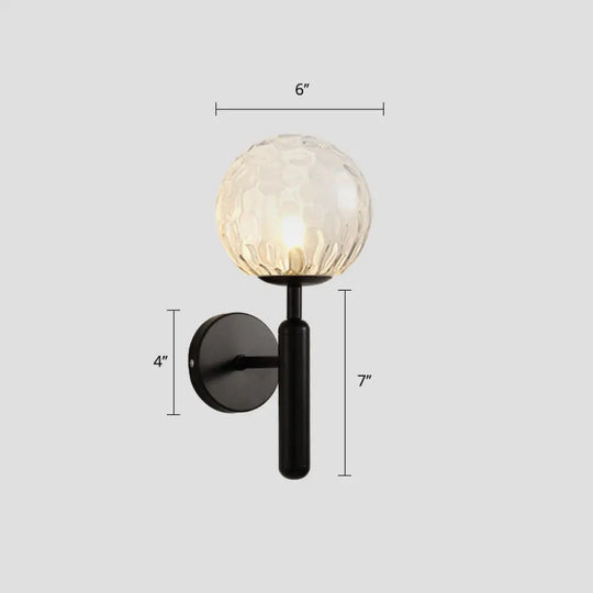 Minimalistic Glass Wall Sconce - Ball Shade Corridor Light (1-Head) Clear