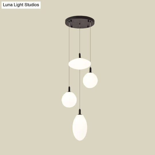 Minimalistic Gold/Black Pendant Lamp With 4 Lights And Cream Glass’ Or ’Minimalist 4-Light Glass