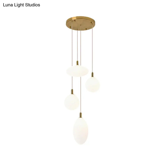 Minimalistic Gold/Black Pendant Lamp With 4 Lights And Cream Glass’ Or ’Minimalist 4-Light Glass