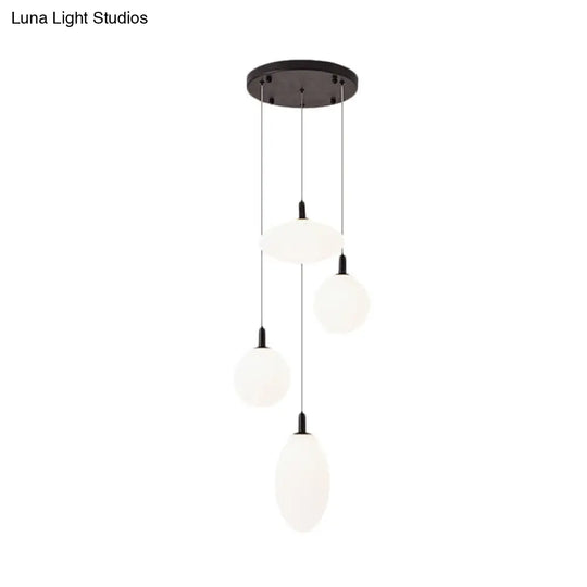 Cluster Pendant Minimalism Hanging Lamp - Gold/Black With Cream Glass & 4 Lights