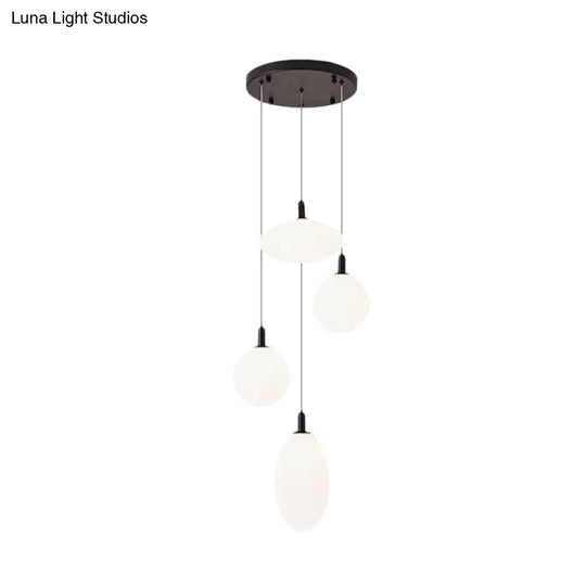 Minimalistic Gold/Black Pendant Lamp With 4 Lights And Cream Glass’ Or ’Minimalist 4-Light Glass