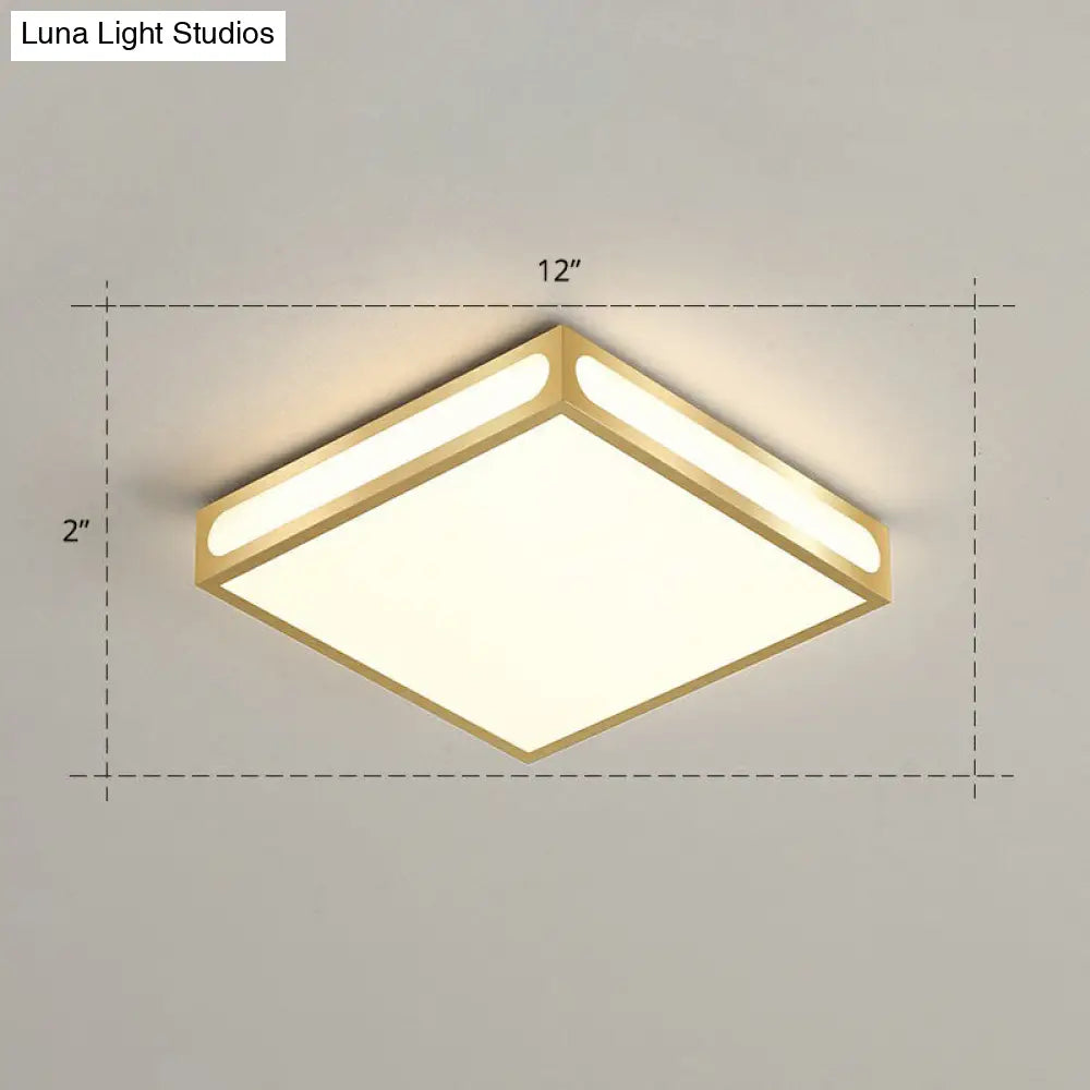 Minimalistic Gold Checked Led Flushmount Ceiling Light For Living Room / 12 Remote Control Stepless