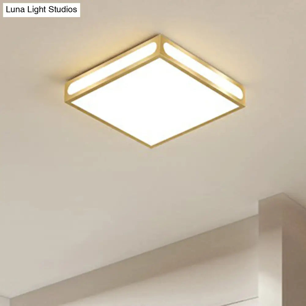 Minimalistic Gold Checked Led Flushmount Ceiling Light For Living Room