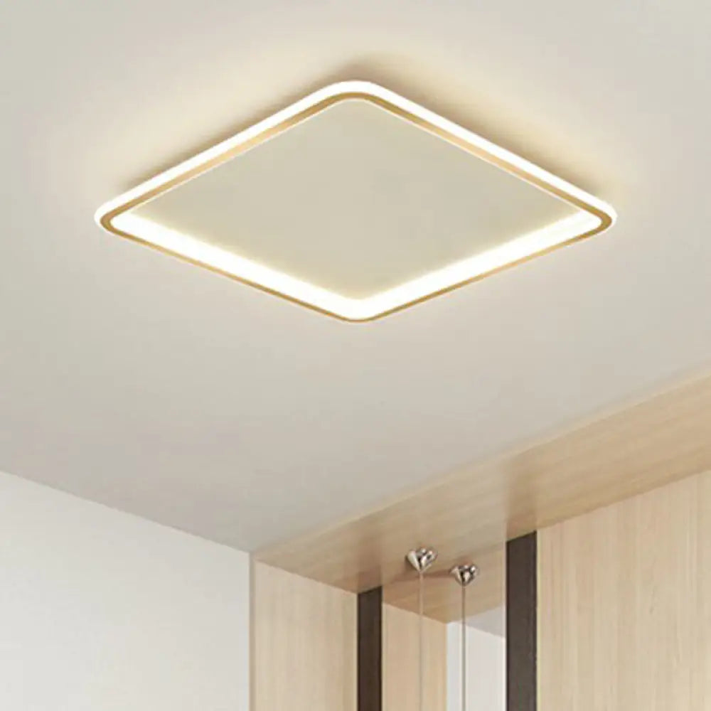 Minimalistic Gold Led Ceiling Light For Bedroom - Ultrathin Aluminum Flush Mount Fixture / 19.5’