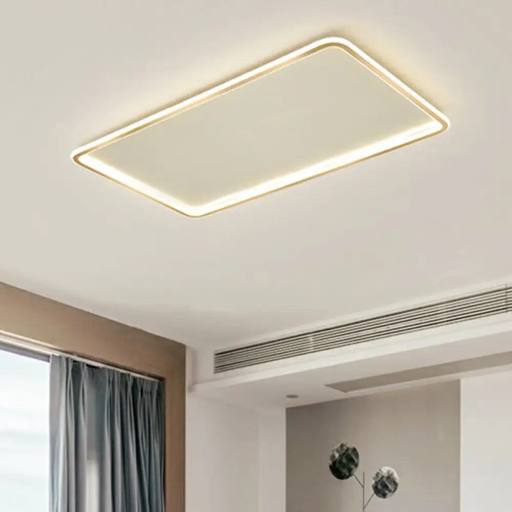 Minimalistic Gold Led Ceiling Light For Bedroom - Ultrathin Aluminum Flush Mount Fixture / 31.5’