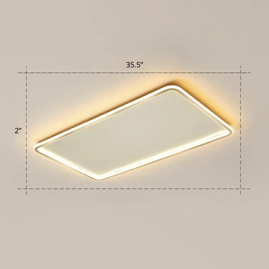 Minimalistic Gold Led Ceiling Light For Bedroom - Ultrathin Aluminum Flush Mount Fixture / 35.5’