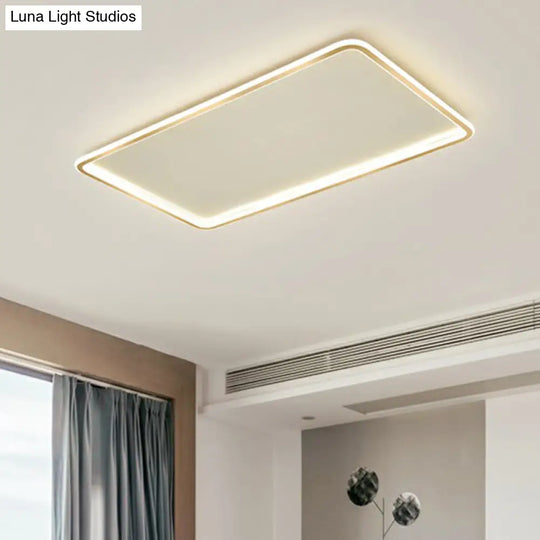 Minimalistic Gold Led Ceiling Light For Bedroom - Ultrathin Aluminum Flush Mount Fixture / 31.5