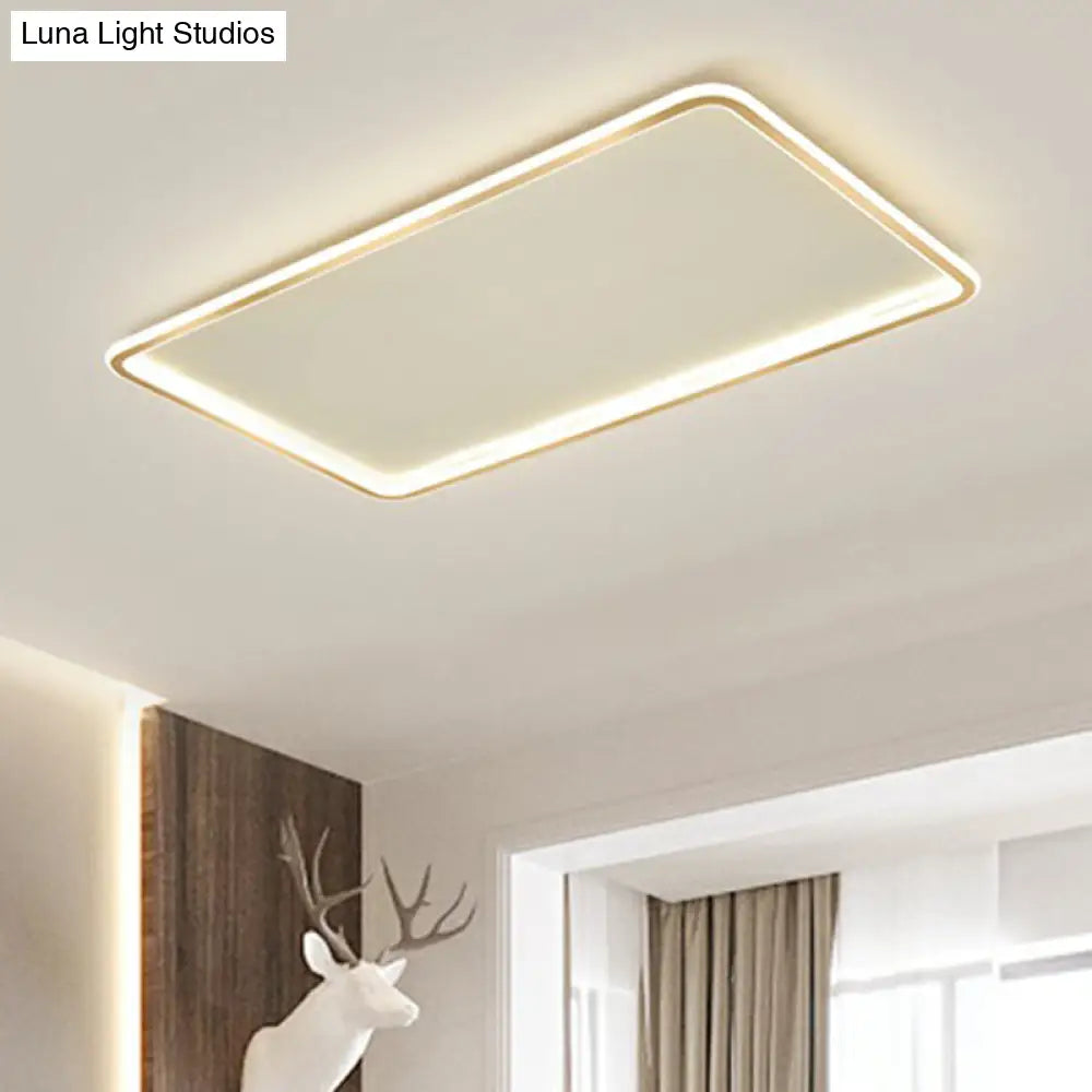 Minimalistic Gold Led Ceiling Light For Bedroom - Ultrathin Aluminum Flush Mount Fixture